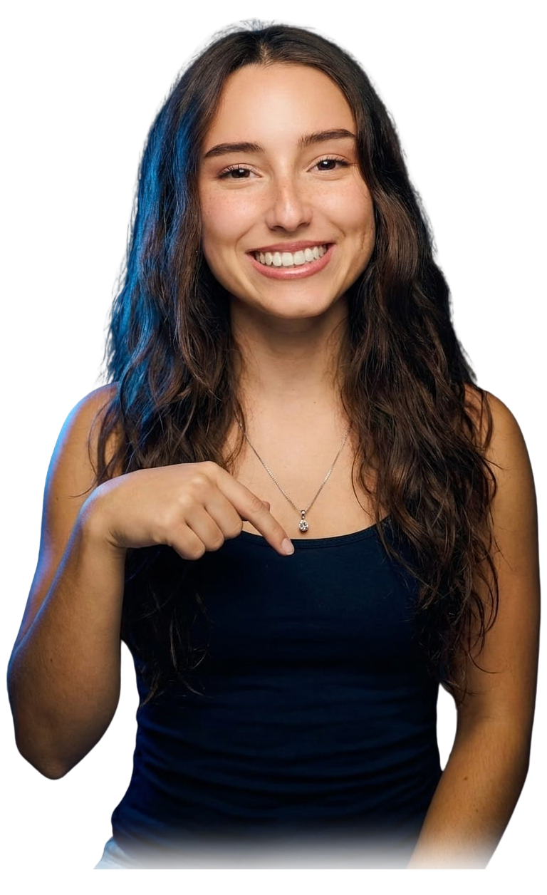 Karen señalando
