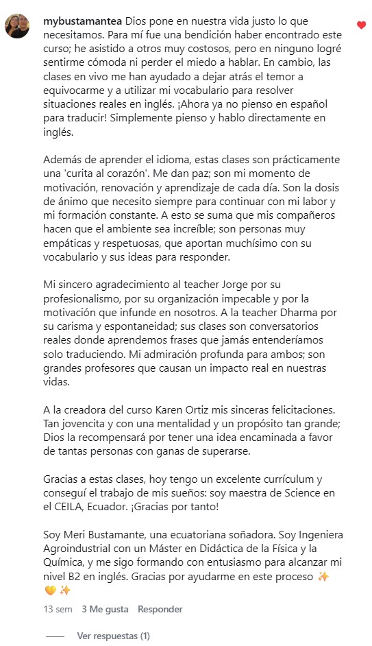 Testimonio de alumno
